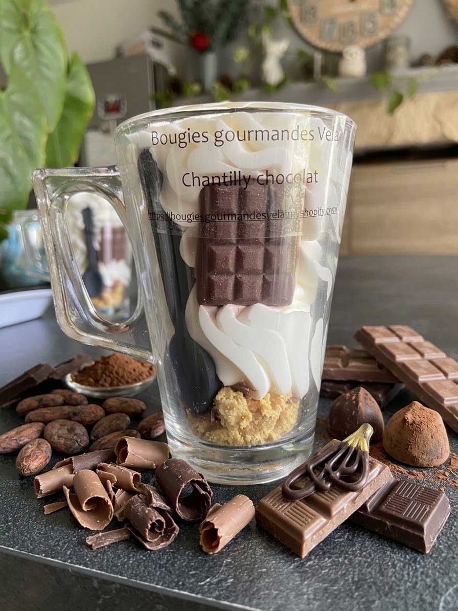 Bougie gourmande parfum chantilly chocolat Bougie chantilly Bougie végétale Idée cadeau