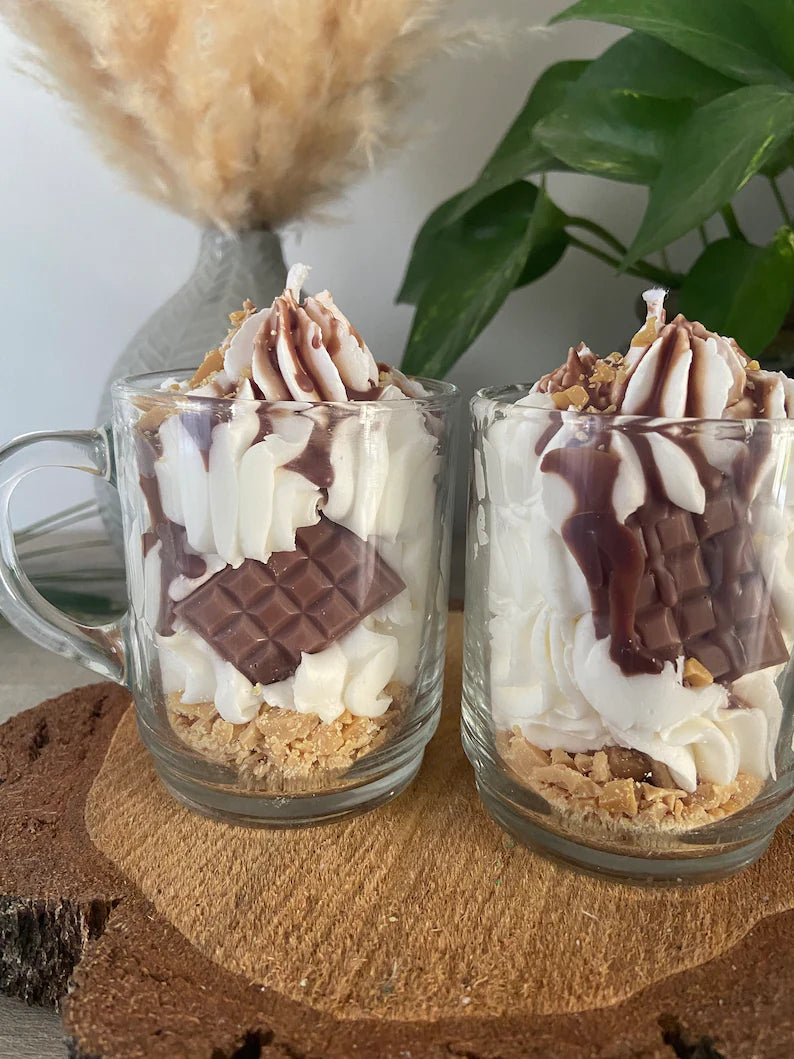 Bougie gourmande Bougie parfumée chocolat praliné Bougie chantilly Bougie artisanale Bougie végétale Idée cadeau noel
